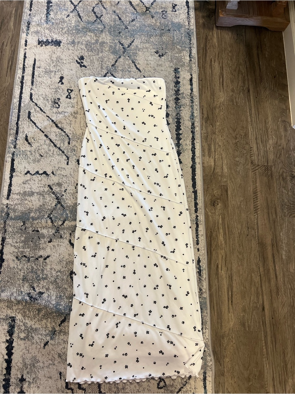 Lulu's White Strapless Maxi Dress with Black Floral Print